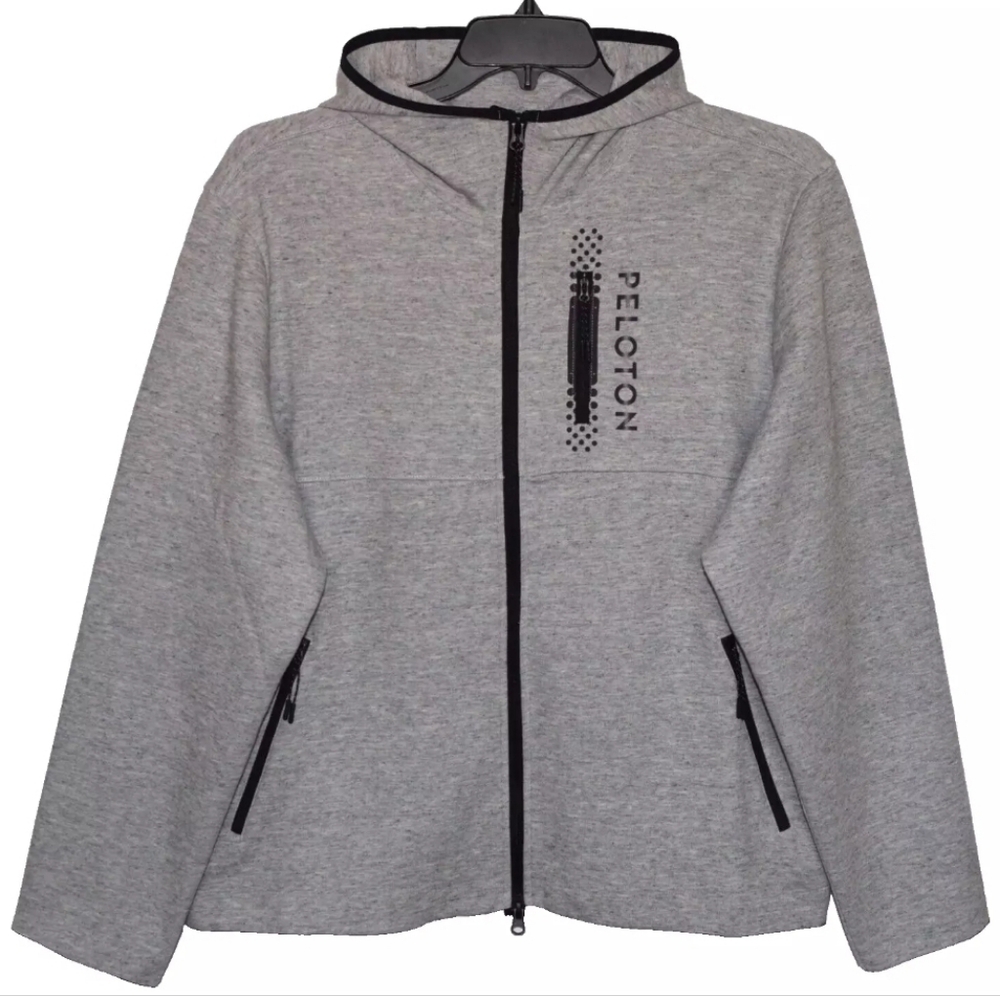 Peloton on the go full zip gray cotton blend hoodie jacket Size M